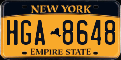 NY license plate HGA8648
