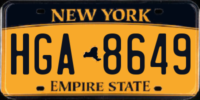 NY license plate HGA8649