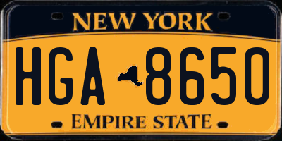 NY license plate HGA8650