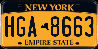 NY license plate HGA8663