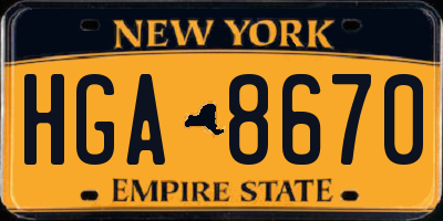 NY license plate HGA8670