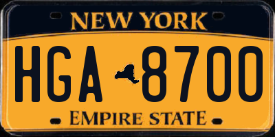 NY license plate HGA8700