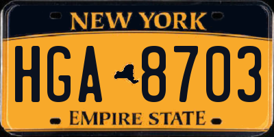 NY license plate HGA8703