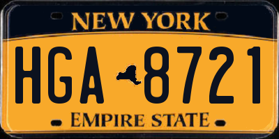 NY license plate HGA8721