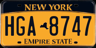 NY license plate HGA8747