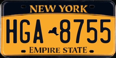 NY license plate HGA8755