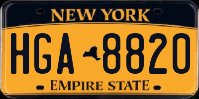 NY license plate HGA8820