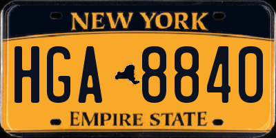 NY license plate HGA8840