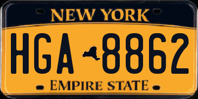 NY license plate HGA8862