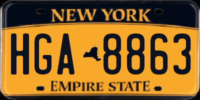 NY license plate HGA8863