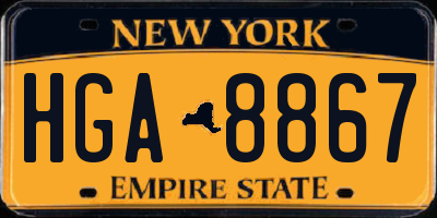 NY license plate HGA8867