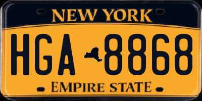 NY license plate HGA8868