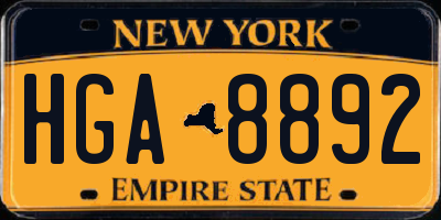 NY license plate HGA8892