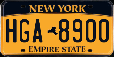 NY license plate HGA8900