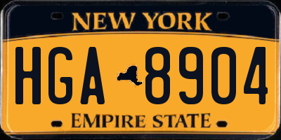 NY license plate HGA8904