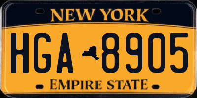 NY license plate HGA8905