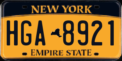 NY license plate HGA8921