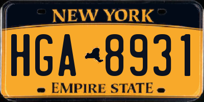 NY license plate HGA8931