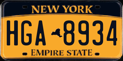 NY license plate HGA8934