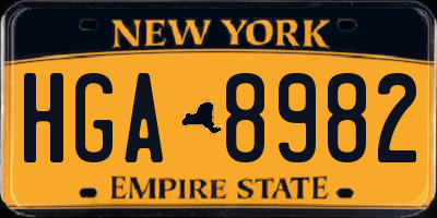 NY license plate HGA8982