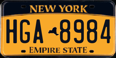 NY license plate HGA8984