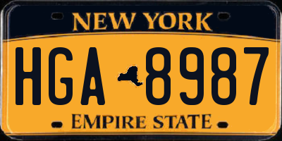 NY license plate HGA8987