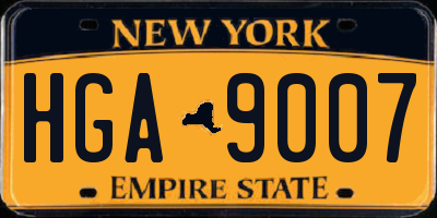 NY license plate HGA9007