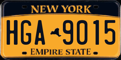 NY license plate HGA9015