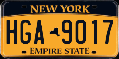 NY license plate HGA9017