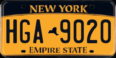NY license plate HGA9020