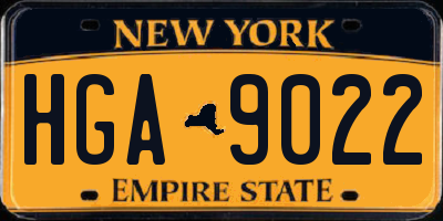 NY license plate HGA9022