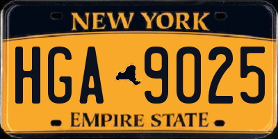 NY license plate HGA9025