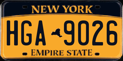 NY license plate HGA9026