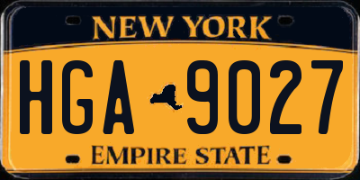 NY license plate HGA9027