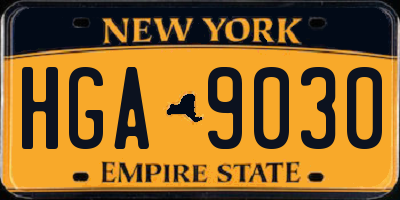 NY license plate HGA9030