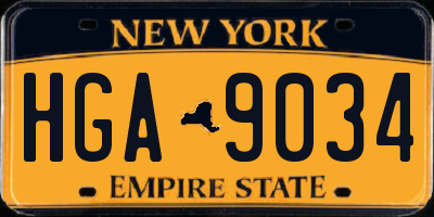 NY license plate HGA9034