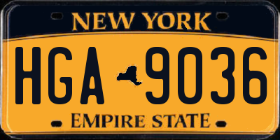 NY license plate HGA9036