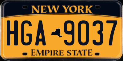 NY license plate HGA9037