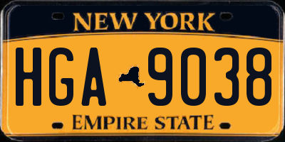 NY license plate HGA9038