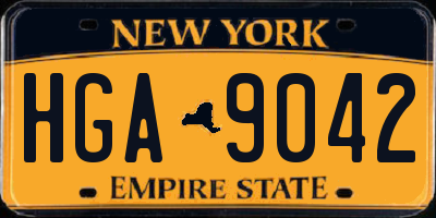 NY license plate HGA9042