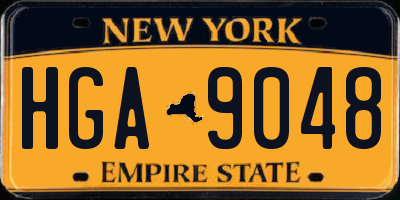 NY license plate HGA9048