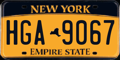 NY license plate HGA9067