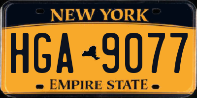 NY license plate HGA9077