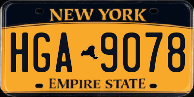 NY license plate HGA9078