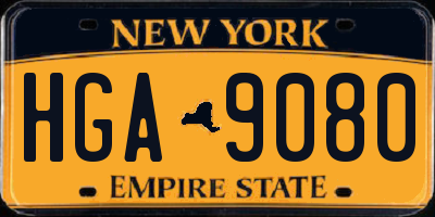 NY license plate HGA9080