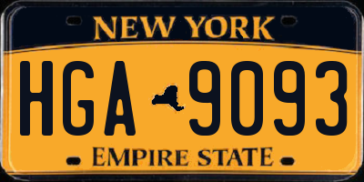 NY license plate HGA9093