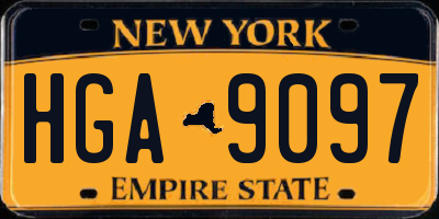 NY license plate HGA9097