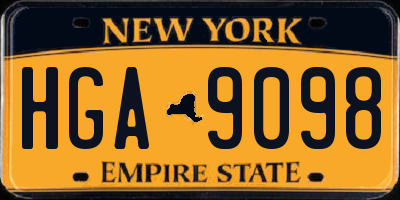 NY license plate HGA9098