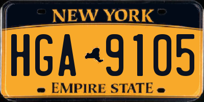 NY license plate HGA9105