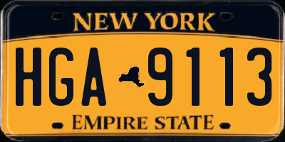 NY license plate HGA9113